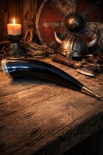 Viking Drinking Horn with Natural Finish Genuine Ox Brass Rim
