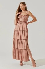 ASTR THE LABEL Tempany Tiered Ruffle Maxi Dress Anthropologie Mauve S NEW / READ