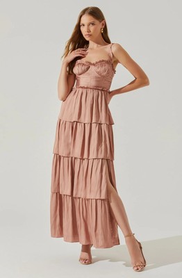 knee length dresses for ladies Adamaris Tiered Halter Maxi Dress main image 1