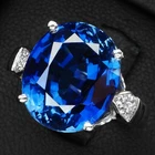 Ravishing Royal Blue Sapphire 7.90Ct 925 Sterling Silver White Gold Rings Size 6