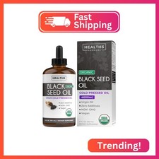 USDA Organic Black Seed Oil Liquid 4 fl oz Premium Cold-Pressed Nigella Sativa
