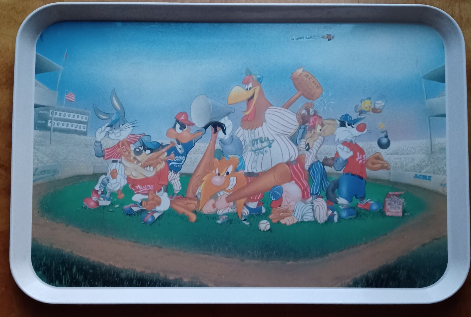 1993 Looney Tunes ACME Sport Collection Baseball Teammates TV Tray Warner Bros.