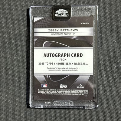 Zebby Matthews 2025 Topps Chrome Black Orange Rookie Auto /25