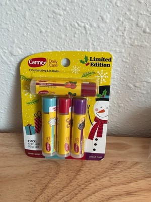 Carmex 4 Count Lip Balm Limited Edition Merry Berry Sugar Plum Sugar Cookie