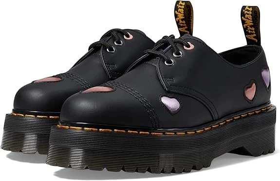 Zapatos Oxford Dr Martens 1461 Corazones Cuádruples Para Mujer Talla 11 Negro Plataforma ¡NUEVOS! Foto 3 de 4