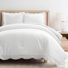 Coastal Chic 3-Piece Scalloped Comforter Set, Full/Queen, Neutral  White