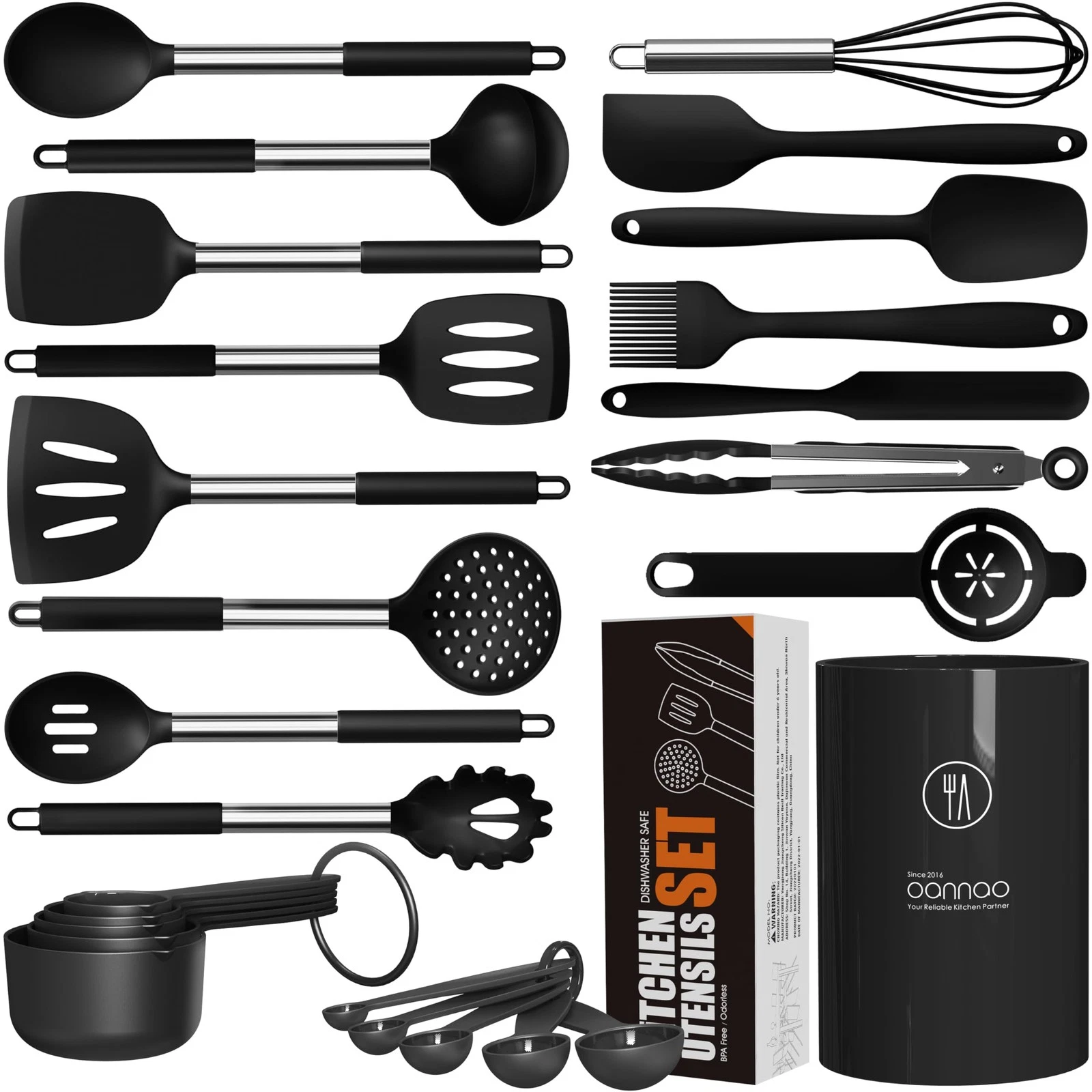 Large Silicone Cooking Utensils Set - Kitchen Utensils Sets,Spatula,Spoon,Tur...