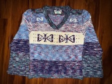 Vintage 90s Mild Star Hand Knit Tribal Aztec Sweater Taiwan Coogi Style Unisex M