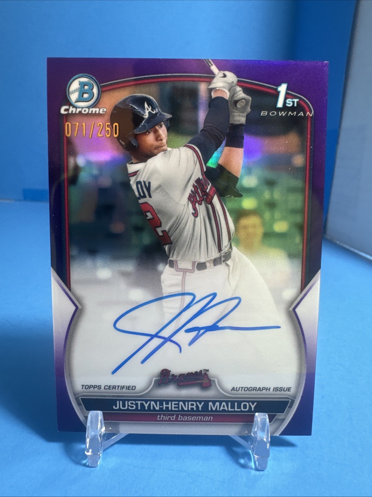 2023 Bowman Chrome Justyn-Henry Malloy 1st Purple Auto 071/250 Braves (G)