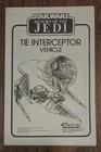 Vintage Kenner Star Wars ROTJ Imperial Tie Interceptor Instructions 1983 EXC Cnd