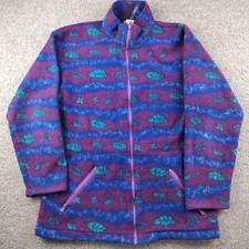 Vintage LL Bean Fleece Jacket Purple Blue Size Youth Large Made in USA