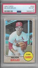 1968 TOPPS BASEBALL Nelson Briles #540 PSA 6 EX-MT St. Louis Cardinals