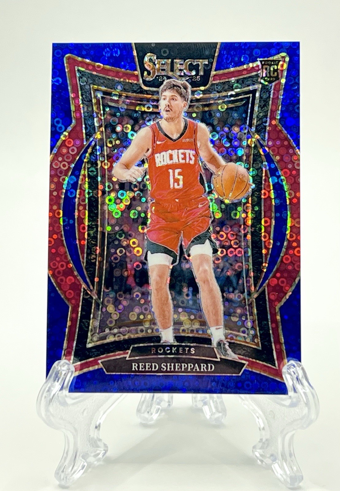 2024-25 Panini Select Reed Sheppard RC Blue Disco /25 #68 ROCKETS