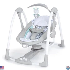 Ingenuity Raylan 2-in-1 Portable Baby Swing & Seat - Battery Vibrations & Sounds