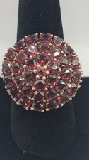 925 Gold Tone Red Garnet Hearts Cocktail Ring Size 8