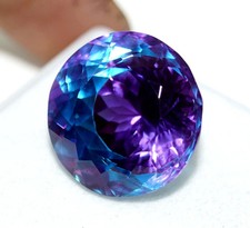 21.1 Ct Certified Pitambari Sapphire Natural Bi-Color Round Cut Loose Gemstone