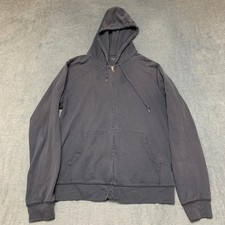 Uniqlo Hoodie Mens Medium Black Cotton Full Zip Drawstring Casual Winter Outdoor