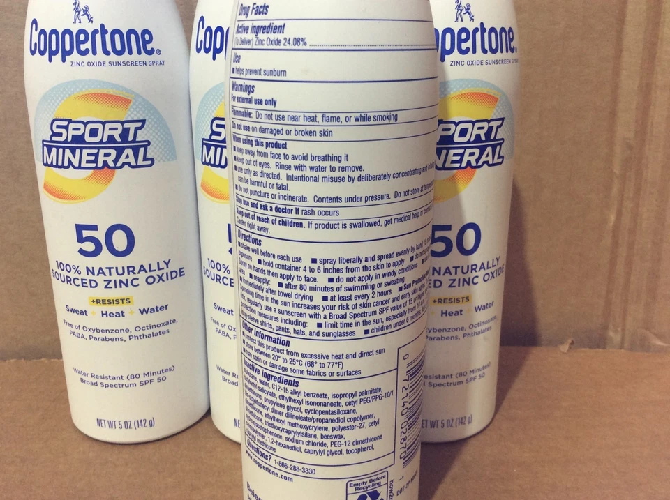 Coppertone Sport минеральный солнцезащитный спрей SPF 50 EXP 02/2026 ЛОТ ИЗ 4 БАНОК - Изображение 3 из 4