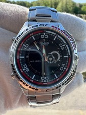 Casio Edifice WR100M Reloj Hombre, Reloj Cuarzo Vintage, Esfera Negra, Acero Inoxidable St