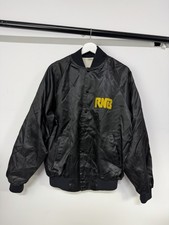 Vintage 80s Republic National Bank of Miami RNB Black Yellow Satin Bomber Jacket