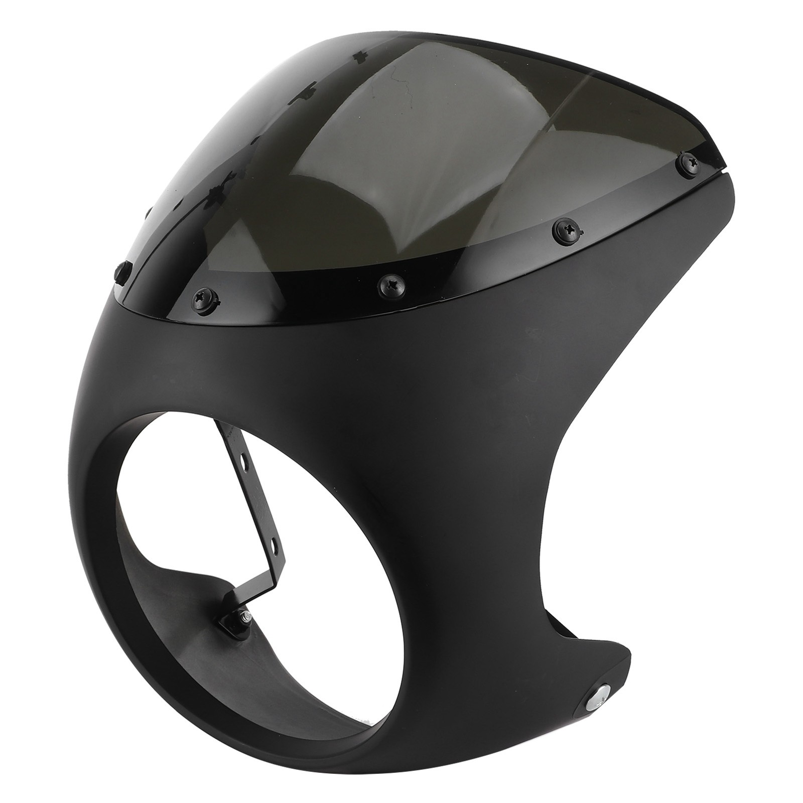 ⁺Matte Black 7in Headlight Fairing Wind Deflector Windshield For Motorcycle.