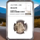 1917 Standing liberty Quarter FH Type1 NGC MS66, Early Strike Full Head & Shield