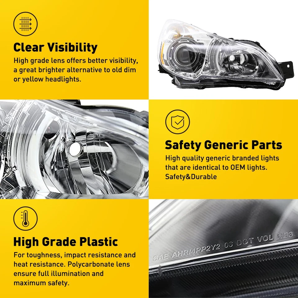 For 2010-14 Subaru Outback Legacy Clear Amber Projector Headlights Lamps Sets H Foto 4 de 4