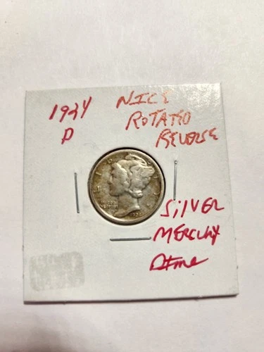 1924 D NICE ROTATED REVERSE 90% SILVER MERCURY DIME