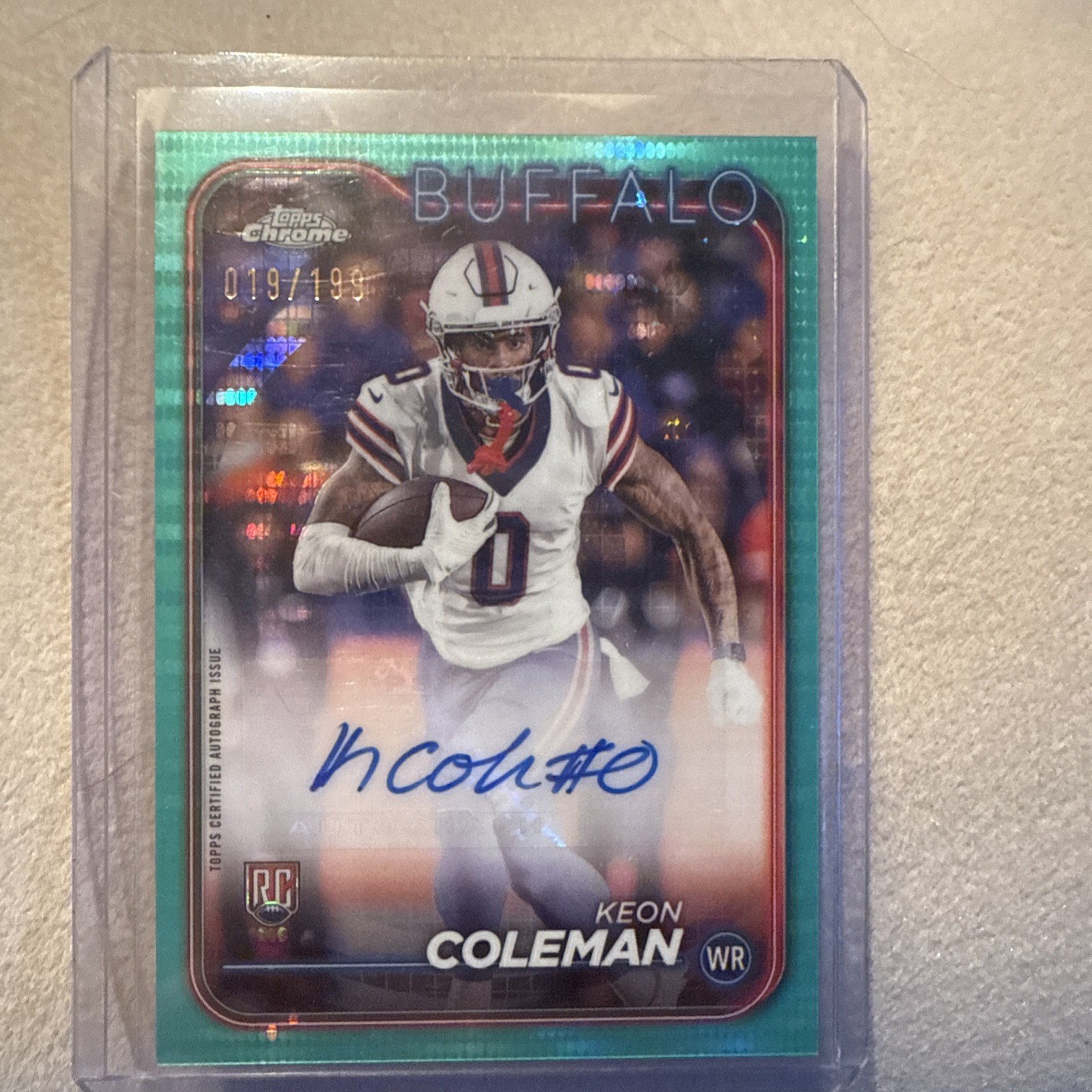 2024 Topps Chrome-Keon Coleman Aqua refractor RC Auto /199 💎