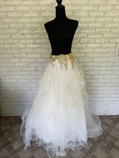 Sherri Hill High Waisted Gold White Tulle Sequined Formal Skirt Only Women Sz 6