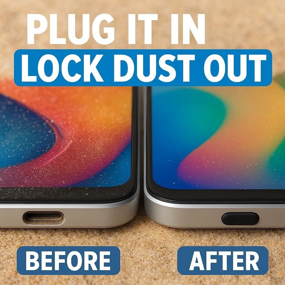 Paquete de 10 cubiertas antipolvo PortPlugs USB C para iPhone 16/15, Galaxy, Pixel, iPad - Negro Foto 3 de 4