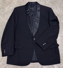 Vintage 1960s Tuxedo Jacket Shawl Collar Lord West Black Wool Sz. 42 Rockabilly