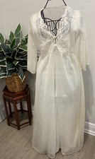Kayser Vintage 60s Ivory Wedding Night Duster Night Gown Set Size 32