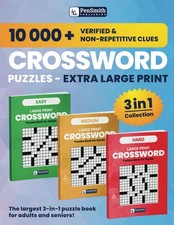 The Largest 3 in 1 Crossword Puzzles Book for Adults and Seniors Easy To Re...