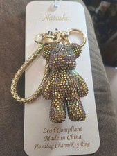 Natasha Rhinestone Teddy Bear Bag Charm / Keychain NWT