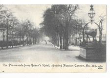 postcard - cheltenham promenade from queens hotel shewing russian cannon
