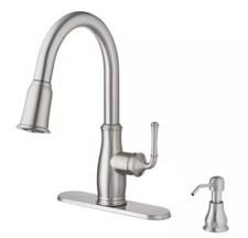 Glacier Bay Kagan 15 in. H Stainless Steel Kitchen Faucet with 360  Swivel Spout
