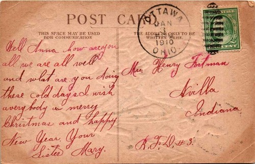 Postal de Navidad Jesús María José Querubines Ángeles Cabezas Alas Sin CuerposPM 1910 - Imagen 2 de 2