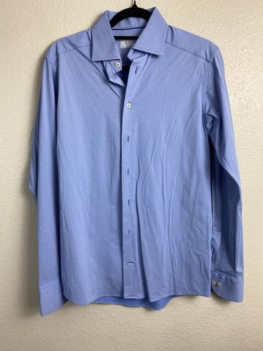 Eton Mens Blue Long Sleeve Slim Button Up Shirt size 38 Stretch Career Office - Picture 1 of 12