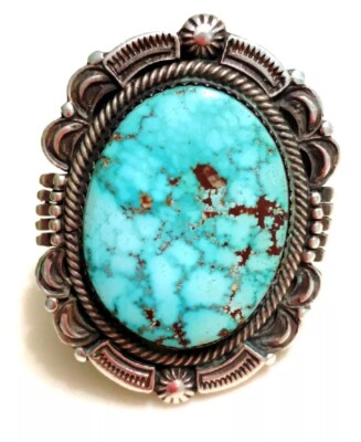 Huge 26g Bennie Ration Native American Turquoise Ring Size 6.75