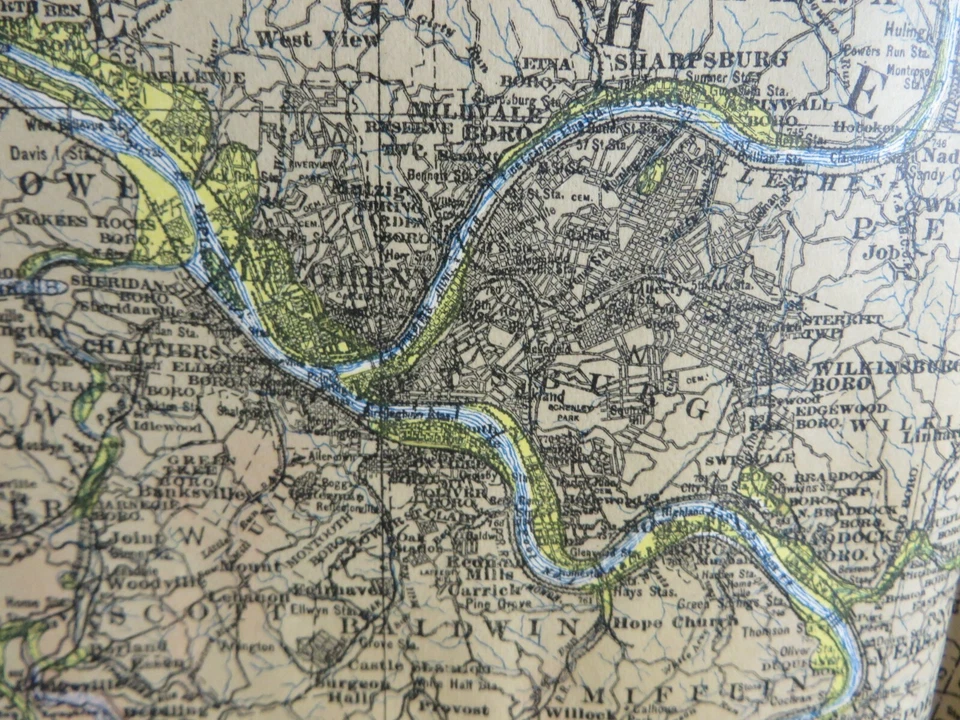 1909 Antique Color Map Pennsylvania New Castle Pittsburgh Rochester 27X33 #0354 - Image 2 of 4