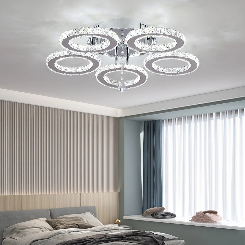 Lampadario Cristallo Plafoniera LED a soffitto a sospensione moderno 30/50w A+++ - Immagine 3 di 4