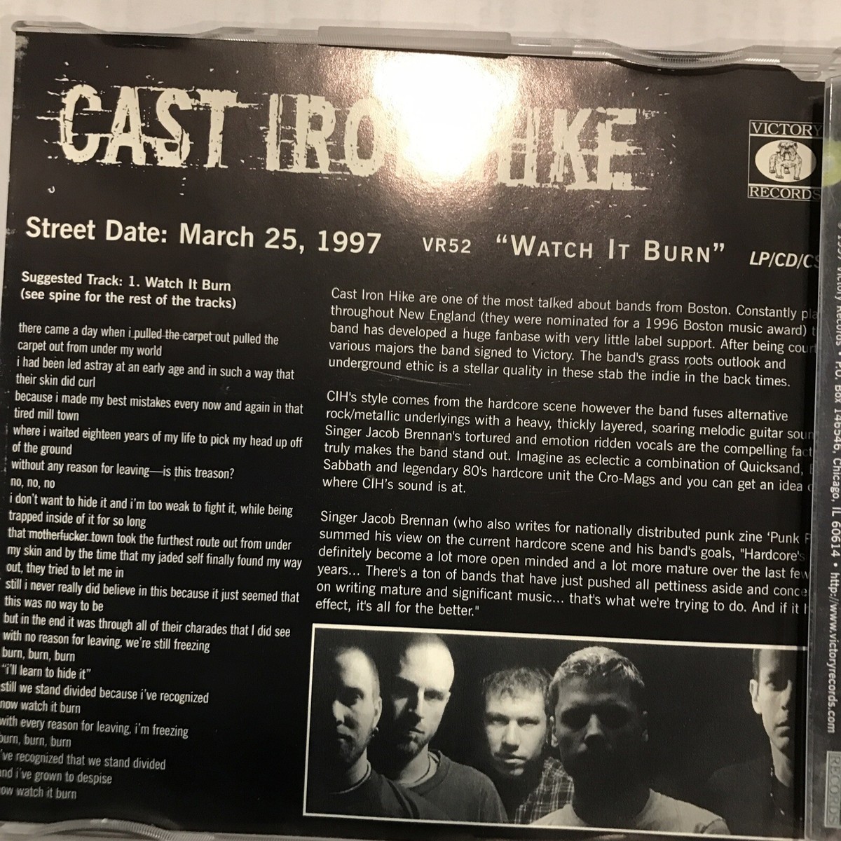 Cast Iron Hike - Watch It Burn CD 1997 Victory Records