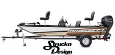 Brown White Black Angled Stripes Design Wrap Fishing Bass Boat Vinyl Decal USA