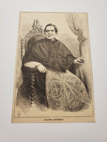 Porträt von Kardinal Giacomo Antonelli um 1869 Gravur - Bild 1 von 3