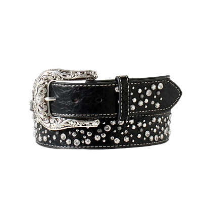 Ariat® Ladies Nail Heads & Rhinestones Black Western Belt  display picture 2