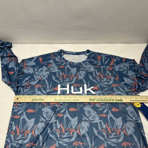 Huk Ocean Palm Pursuit Long Sleeve Fishing Crew UPF30+ Palm Swordfish Wicking - Picture 6 of 9