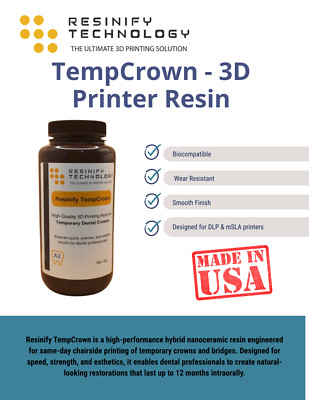 Temporary Crown Resin - Chairside 1-Visit | Biocompatible | SLA/DLP/mSLA