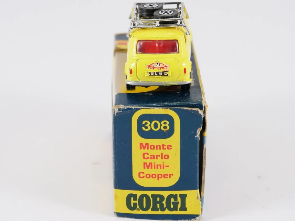 Corgi 308 Aufbau Carlo Mini Cooper 1967 Gelb Whizzwheels - Bild 4 von 4