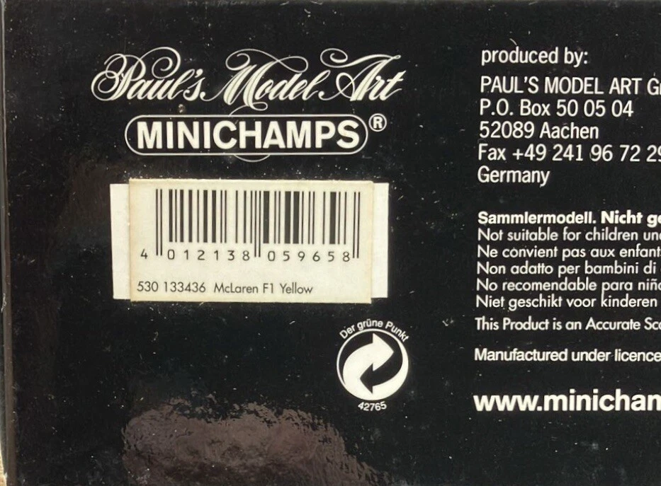 Minichamps 1/43 McLaren F1 amarillo 530133436 Foto 4 de 4